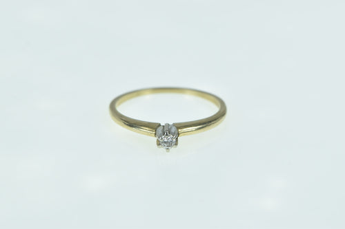 14K 1940's Diamond Solitaire Simple Promise Ring Yellow Gold