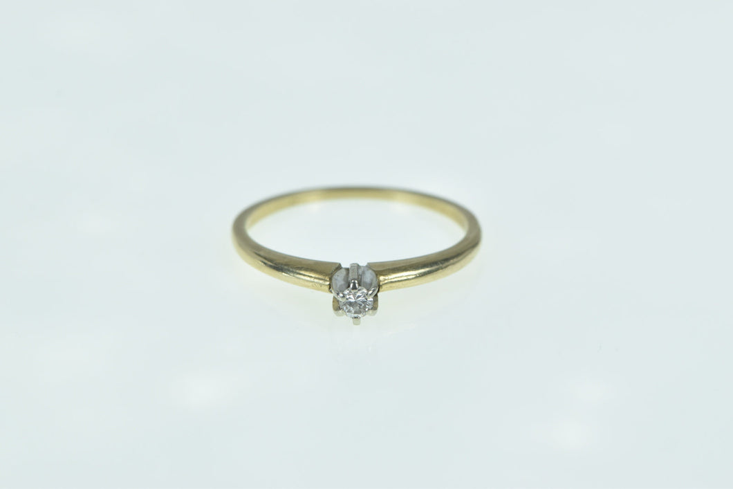 14K 1940's Diamond Solitaire Simple Promise Ring Yellow Gold