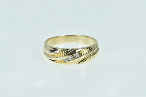 14K Vintage Diamond Artcarved Wedding Band Ring Yellow Gold