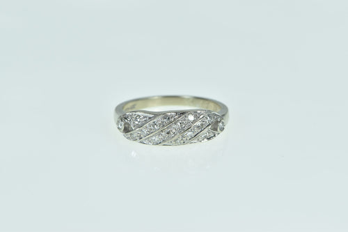 14K Art Deco Vintage Diamond Wedding Band Ring White Gold