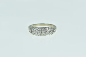 14K Art Deco Vintage Diamond Wedding Band Ring White Gold