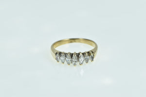 14K Marquise Diamond Seven Stone Wedding Ring Yellow Gold