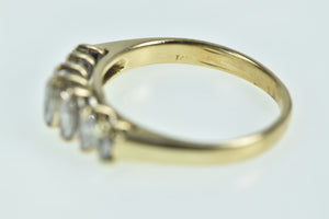 14K Marquise Diamond Seven Stone Wedding Ring Yellow Gold