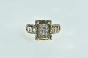 10K 1.00 Ctw Invis. Princess Squared Cluster Ring Yellow Gold