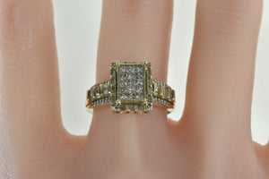 10K 1.00 Ctw Invis. Princess Squared Cluster Ring Yellow Gold