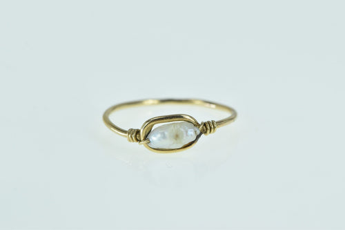 14K Baroque Pearl Beaded Wire Wrap Fashion Ring Yellow Gold