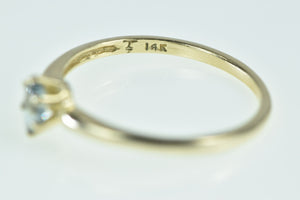 14K Vintage Oval Blue Topaz Solitaire Classic Ring Yellow Gold