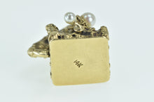 Load image into Gallery viewer, 14K Victorian 3D Pearl Gramophone Record Player Charm/Pendant Yellow Gold