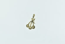 Load image into Gallery viewer, 14K Diamond Cut Cherry Cluster Bunch Fruit Charm/Pendant Yellow Gold