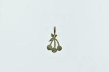 Load image into Gallery viewer, 14K Diamond Cut Cherry Cluster Bunch Fruit Charm/Pendant Yellow Gold