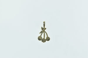 14K Diamond Cut Cherry Cluster Bunch Fruit Charm/Pendant Yellow Gold