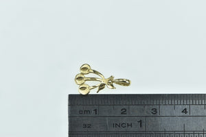 14K Diamond Cut Cherry Cluster Bunch Fruit Charm/Pendant Yellow Gold