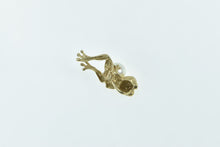 Load image into Gallery viewer, 14K 6.7mm Pearl Vintage Peridot Eyed Frog Charm/Pendant Yellow Gold
