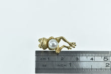 Load image into Gallery viewer, 14K 6.7mm Pearl Vintage Peridot Eyed Frog Charm/Pendant Yellow Gold
