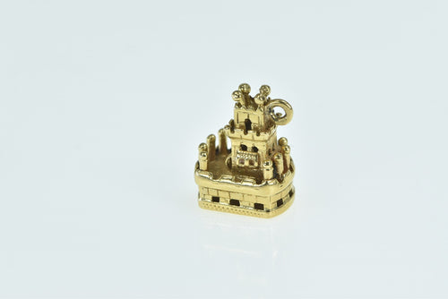 14K Torre de Belem Portugal Landmark Souvenir Charm/Pendant Yellow Gold