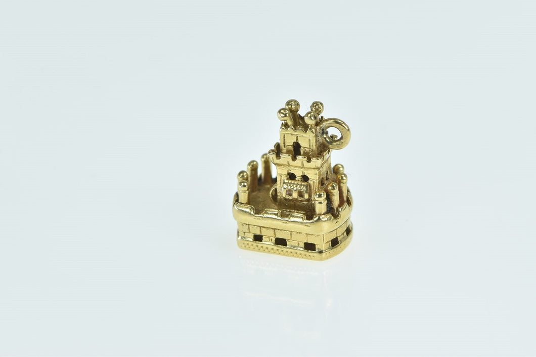 14K Torre de Belem Portugal Landmark Souvenir Charm/Pendant Yellow Gold