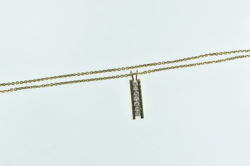 14K 0.42 Ctw Diamond Bar Vintage Drop Chain Necklace 20
