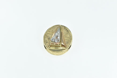 14K Victorian Diamond Sail Boat Slide Bracelet Charm/Pendant Yellow Gold