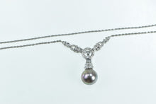 Load image into Gallery viewer, 14K 0.75 Ctw Diamond Pearl Ornate Drop Chain Necklace 17.75&quot; White Gold