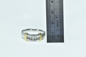 14K Vintage Men's Diamond Wedding Band Ring White Gold