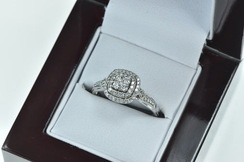 10K Diamond Cluster Halo Diamond Engagement Ring White Gold