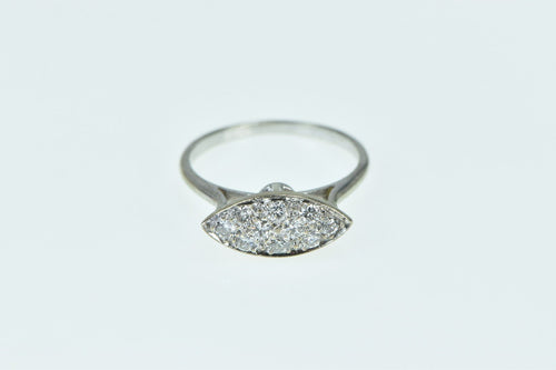 14K Art Deco Diamond Marquise Vintage Cluster Ring White Gold