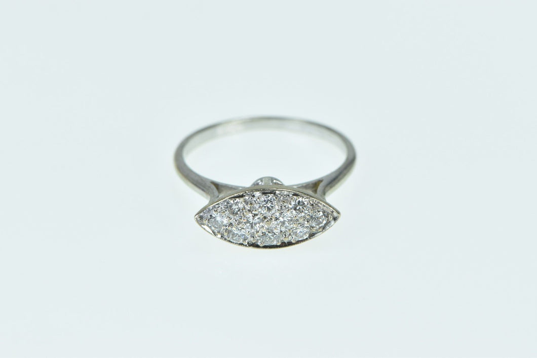 14K Art Deco Diamond Marquise Vintage Cluster Ring White Gold
