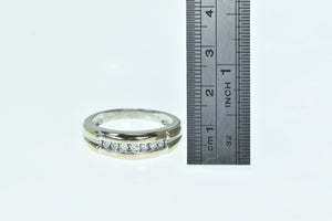 14K Vintage Classic Diamond Wedding Band Men's Ring White Gold