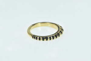 18K Zaruba Black Enamel Striped Domed Band Ring Yellow Gold