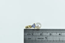 Load image into Gallery viewer, 14K Pearl Tanzanite Trillion Vintage Statement Pendant Yellow Gold