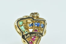 Load image into Gallery viewer, 14K Triangle Sapphire Emerald Ruby Statement Pendant Yellow Gold