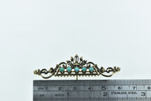 Load image into Gallery viewer, 14K Ornate Victorian Turquoise Elaborate Bar Pin/Brooch Yellow Gold