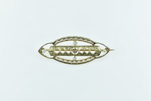 Load image into Gallery viewer, 14K Victorian Filigree Ornate Seed Pearl Oval Pin/Brooch Yellow Gold