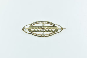 14K Victorian Filigree Ornate Seed Pearl Oval Pin/Brooch Yellow Gold