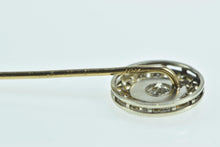 Load image into Gallery viewer, 14K Art Deco Filigree Diamond Round Ornate Stick Pin White Gold