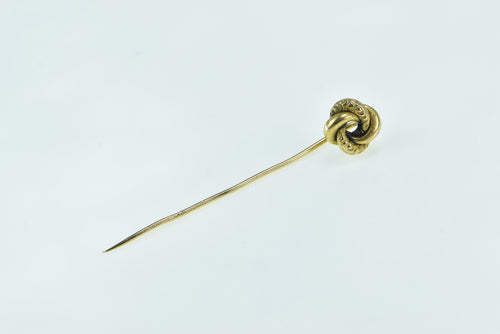 14K Victorian Puffy Knot Swirl Spiral Cluster Stick Pin Yellow Gold