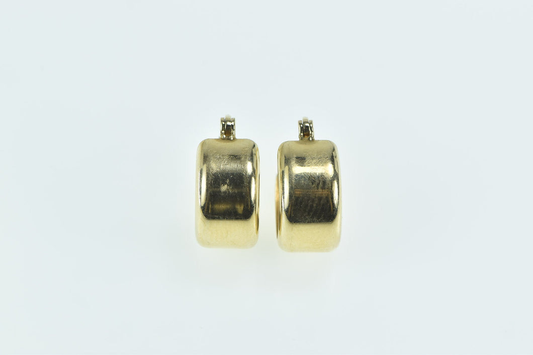 14K 14.4mm Squared Vintage Fashion Hoop Earrings Yellow Gold