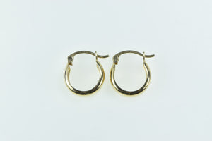 14K 14.4mm Squared Vintage Fashion Hoop Earrings Yellow Gold
