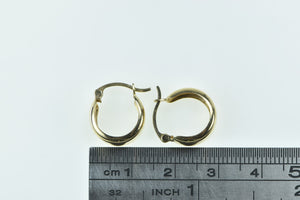 14K 14.4mm Squared Vintage Fashion Hoop Earrings Yellow Gold