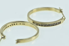 Load image into Gallery viewer, 10K 20.7mm Vintage Diamond Statement Hoop Earrings Yellow Gold