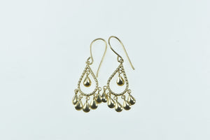 14K Fringe Tassel Oval Tear Drop Vintage Earrings Yellow Gold
