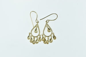 14K Fringe Tassel Oval Tear Drop Vintage Earrings Yellow Gold