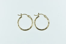 Load image into Gallery viewer, 14K 18.2mm Diamond Cut Pattern Fashion Hoop Earrings Yellow Gold