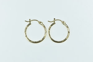 14K 18.2mm Diamond Cut Pattern Fashion Hoop Earrings Yellow Gold