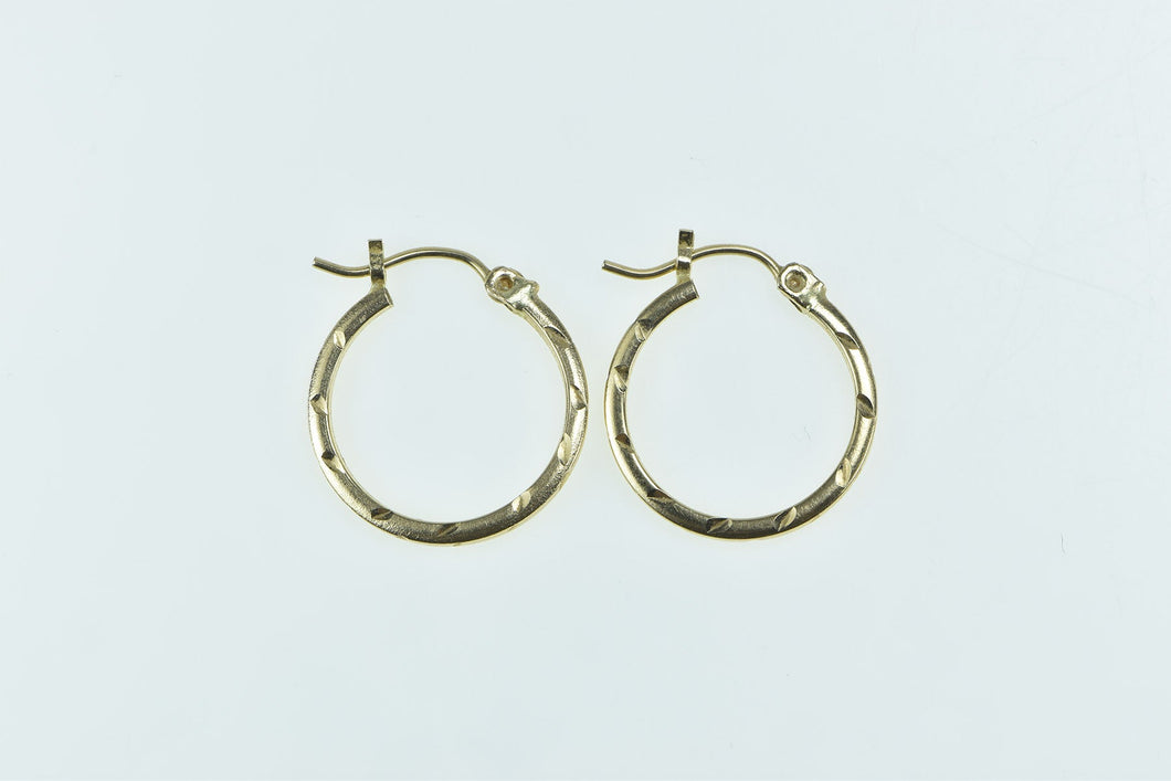 14K 18.2mm Diamond Cut Pattern Fashion Hoop Earrings Yellow Gold