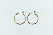 Load image into Gallery viewer, 14K 18.2mm Diamond Cut Pattern Fashion Hoop Earrings Yellow Gold