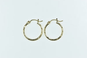 14K 18.2mm Diamond Cut Pattern Fashion Hoop Earrings Yellow Gold
