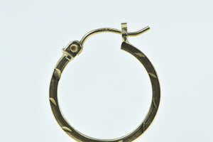 14K 18.2mm Diamond Cut Pattern Fashion Hoop Earrings Yellow Gold