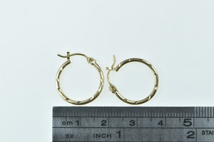 14K 18.2mm Diamond Cut Pattern Fashion Hoop Earrings Yellow Gold