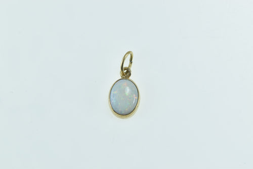 9K Victorian Oval Natural Opal Inset Bezel Charm/Pendant Yellow Gold